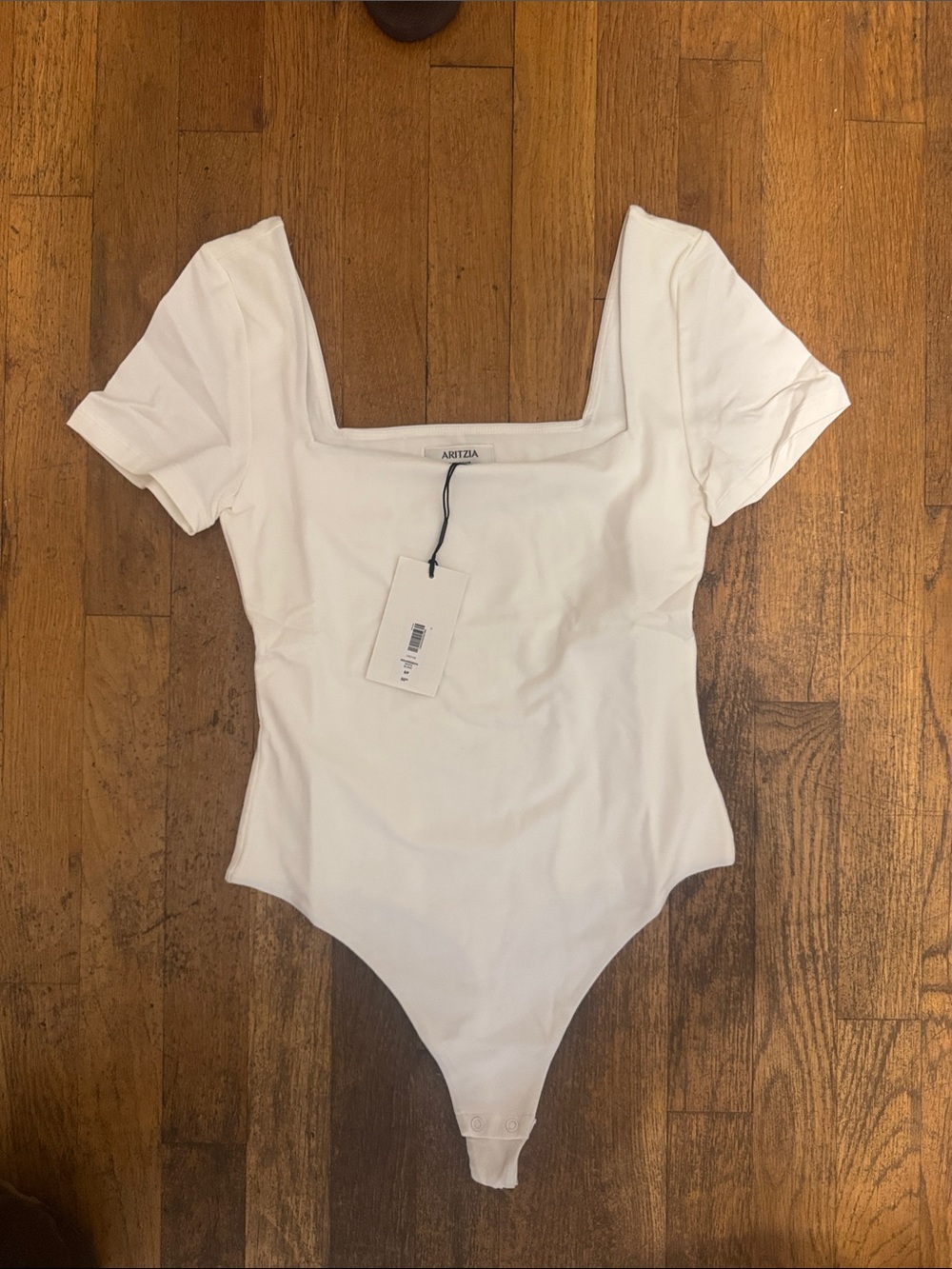 Aritzia White Square-Neck One-Piece Bodysuit